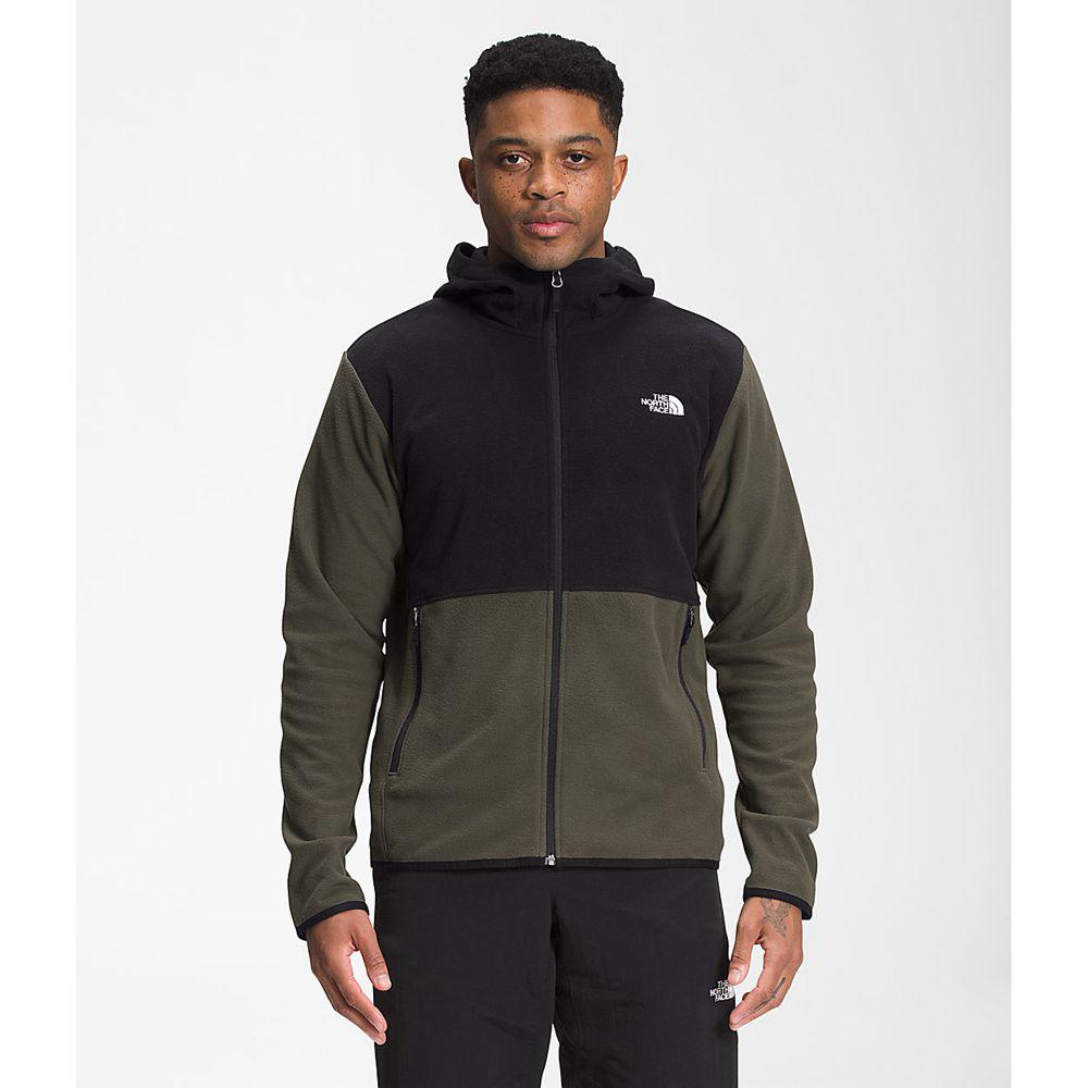 The North Face Tka Glacier Hoodie Ανδρικα Fleece Full Zip - Πρασινο / Μαυρα (QRPH09843)